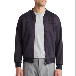 DENIM AND FLOWER Men’s Faux Suede
Bomber Jacket
NAVY, Size Medium